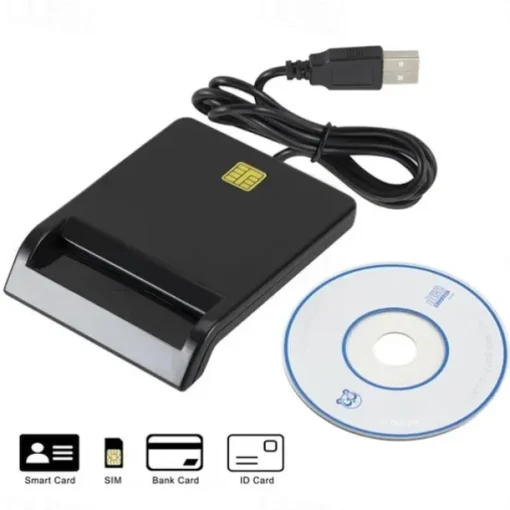 Smart Card Reader Common Access CAC USB For Home Black With CD Drive