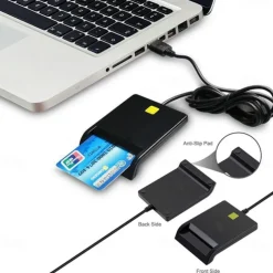 Smart Card Reader Common Access CAC USB For Home Black With CD Drive