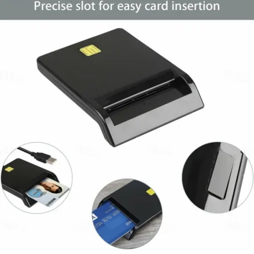 Smart Card Reader Common Access CAC USB For Home Black With CD Drive
