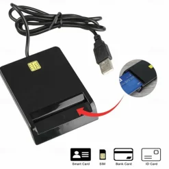 Smart Card Reader Common Access CAC USB For Home Black With CD Drive