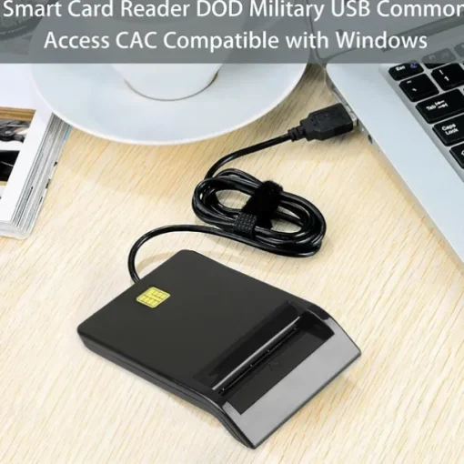 Smart Card Reader Common Access CAC USB For Home Black With CD Drive