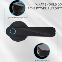 Smart Fingerprint Door Lock Keyless Entry Biometric Door Lock with Handle Set Support Key Unlock Intelligent Tuya App Control