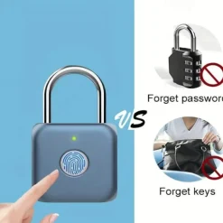 Smart Fingerprint Lock USB Rechargeable Waterproof Biometric Metal Keyless Lock for Gym Locker Luggage Backpack