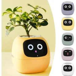Smart Flowerpots,Smart Pet Planter,Ai Planter,Intelligent Flowerpots,Multiple Expressions,7 Smart Sensors, and Ai Chips Make Raising Plants Easy and Fun for Living Room,Plant-Free