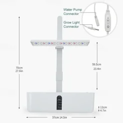 Smart Hydroponics Growing System Indoor Herb Garden Kit 9 Pods Automatic Timing with Height Adjustable 15W LED Grow Lights 2L Water Tank Smart Water Pump for Home