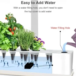 Smart Hydroponics Growing System Indoor Herb Garden Kit 9 Pods Automatic Timing with Height Adjustable 15W LED Grow Lights 2L Water Tank Smart Water Pump for Home