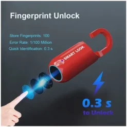 Smart Lock Fingerprint Lock Mini Fingerprint Lock Smart Padlock Biometric Electronic Lock Keyless USB Charging