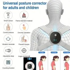 Smart Posture Corrector with Vibration Reminder and LCD Display - USB Rechargeable Invisible Back Support Strap for Both Men and Women