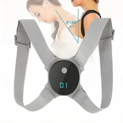 Smart Posture Corrector with Vibration Reminder and LCD Display - USB Rechargeable Invisible Back Support Strap for Both Men and Women