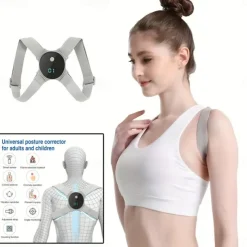 Smart Posture Corrector with Vibration Reminder and LCD Display - USB Rechargeable Invisible Back Support Strap for Both Men and Women