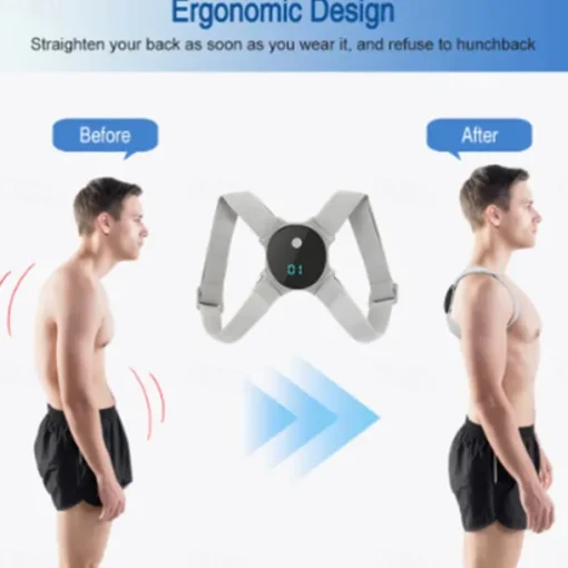 Smart Posture Corrector with Vibration Reminder and LCD Display - USB Rechargeable Invisible Back Support Strap for Both Men and Women
