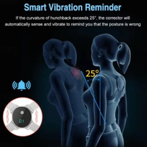 Smart Posture Corrector with Vibration Reminder and LCD Display - USB Rechargeable Invisible Back Support Strap for Both Men and Women