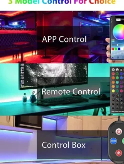 Smart RGB LED Strip Light 20M 10M Music Sync SMD 5050 65.6ft32.8ft Color Changing Bluetooth APP Control with Plug for Kitchen Bedroom Home TV Party