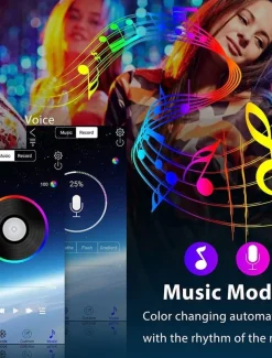 Smart RGB LED Strip Light 20M 10M Music Sync SMD 5050 65.6ft32.8ft Color Changing Bluetooth APP Control with Plug for Kitchen Bedroom Home TV Party