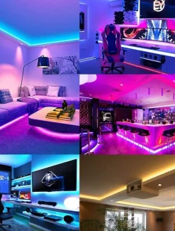 Smart RGB LED Strip Light 20M 10M Music Sync SMD 5050 65.6ft32.8ft Color Changing Bluetooth APP Control with Plug for Kitchen Bedroom Home TV Party