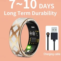 Smart Ring Enamel Color Heart Rate Blood Oxygen Blood Pressure Pedometer Fitness Tracker for Men and Women