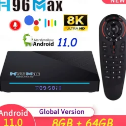 Smart TV Box H96 MAX RK3566 Quad Core Android 11.0 8GB RAM 128GB ROM 1080p 8K with Dual Wi-Fi 2.4G/5.0G Media Player Google Play Youtube