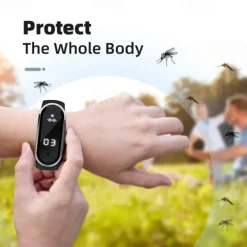 Smart Ultrasonic Mosquito Repellent Bracelet – Digital Watch with Pedometer, Body Temperature Display, USB Charging, Long-Term Wearable Protection
