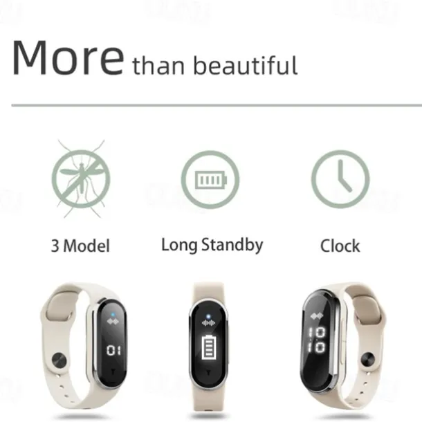 Smart Ultrasonic Mosquito Repellent Bracelet – Digital Watch with Pedometer, Body Temperature Display, USB Charging, Long-Term Wearable Protection