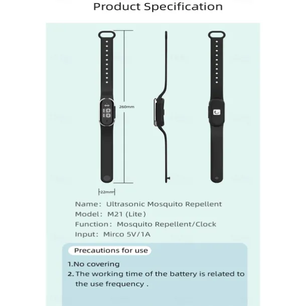 Smart Ultrasonic Mosquito Repellent Bracelet – Digital Watch with Pedometer, Body Temperature Display, USB Charging, Long-Term Wearable Protection