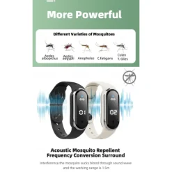 Smart Ultrasonic Mosquito Repellent Bracelet – Digital Watch with Pedometer, Body Temperature Display, USB Charging, Long-Term Wearable Protection