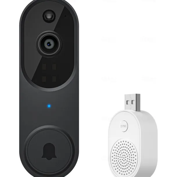 Smart Video Doorbell with Wireless Chime, Night Vision Camera, Two-Way Audio (T50 Beige (Including Dingdong, USB Cable))