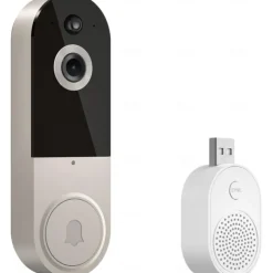Smart Video Doorbell with Wireless Chime, Night Vision Camera, Two-Way Audio (T50 Beige (Including Dingdong, USB Cable))