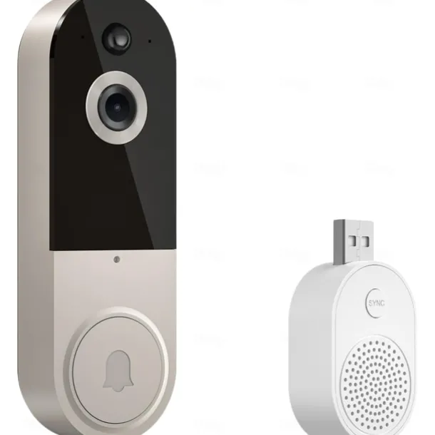 Smart Video Doorbell with Wireless Chime, Night Vision Camera, Two-Way Audio (T50 Beige (Including Dingdong, USB Cable))