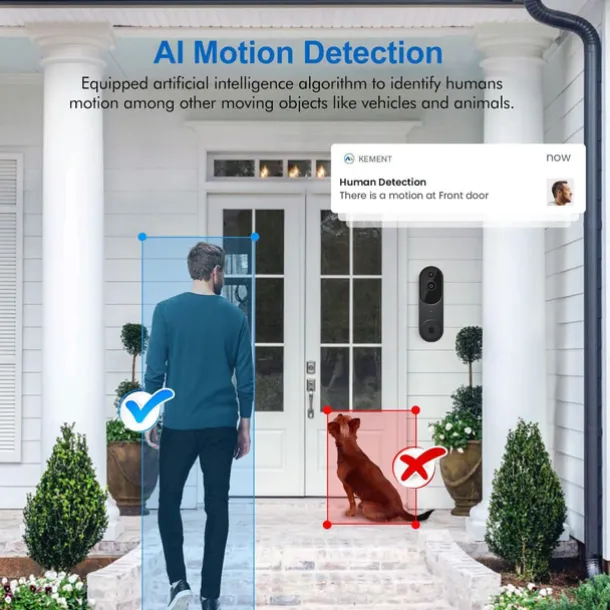 Smart Video Doorbell with Wireless Chime, Night Vision Camera, Two-Way Audio (T50 Beige (Including Dingdong, USB Cable))