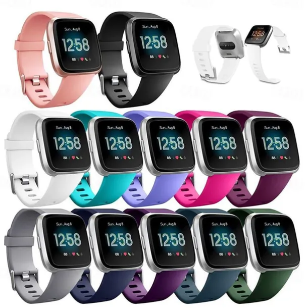 Smart Watch Band Compatible with Fitbit Versa 2 / Versa Lite / Versa SE / Versa Silicone Smartwatch Strap Soft Elastic Adjustable Sport Band Replacement Wristband