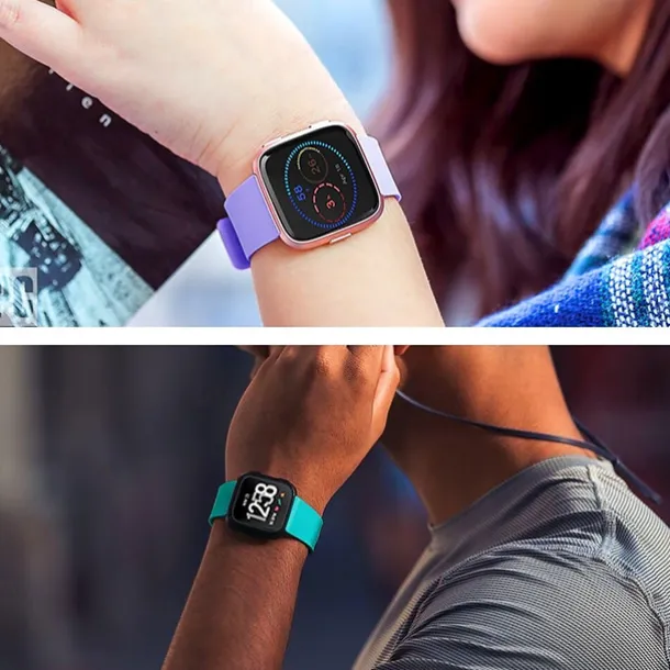 Smart Watch Band Compatible with Fitbit Versa 2 / Versa Lite / Versa SE / Versa Silicone Smartwatch Strap Soft Elastic Adjustable Sport Band Replacement Wristband