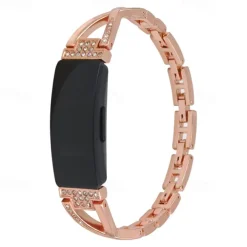 Smart Watch Band Compatible with Fitbit Fitbit Inspire Inspire 2 / Inspire HR / Inspire Stainless Steel Rhinestone Smartwatch Strap Bling Diamond Luxury Jewelry Bracelet Replacement Wristband
