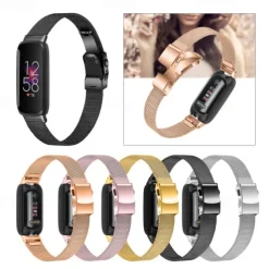 Smart Watch Band Compatible with Fitbit Inspire 3 Inspire 2 / Inspire HR / Inspire Stainless Steel Smartwatch Strap Adjustable Mesh Women Men Milanese Loop Replacement Wristband