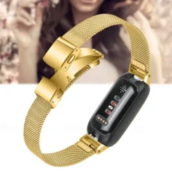 Smart Watch Band Compatible with Fitbit Inspire 3 Inspire 2 / Inspire HR / Inspire Stainless Steel Smartwatch Strap Adjustable Mesh Women Men Milanese Loop Replacement Wristband