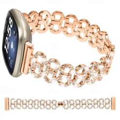 Smart Watch Band Compatible with Fitbit Versa 4, Sense 2, Versa 3, Sense Stainless Steel Smartwatch Strap Women Glitter Crystal Jewelry Bracelet Replacement Wristband