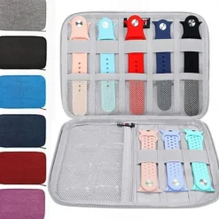 Smart Watch Band Storage Organizer Multifunction Portable Watch Strap Box for Apple Watch Travel Pouch Bag Holds 10-15 Bands