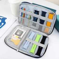 Smart Watch Band Storage Organizer Multifunction Portable Watch Strap Box for Apple Watch Travel Pouch Bag Holds 10-15 Bands