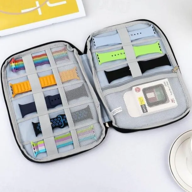 Smart Watch Band Storage Organizer Multifunction Portable Watch Strap Box for Apple Watch Travel Pouch Bag Holds 10-15 Bands