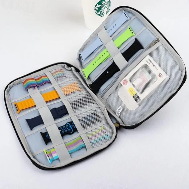 Smart Watch Band Storage Organizer Multifunction Portable Watch Strap Box for Apple Watch Travel Pouch Bag Holds 10-15 Bands