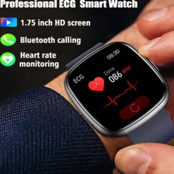Smart Watch Blood Glucose ECG Blood Pressure Body Temperature Monitor Android iOS IP68 1.75