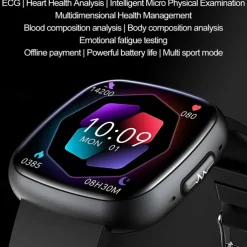 Smart Watch Blood Glucose ECG Blood Pressure Body Temperature Monitor Android iOS IP68 1.75