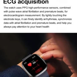 Smart Watch Blood Glucose ECG Blood Pressure Body Temperature Monitor Android iOS IP68 1.75