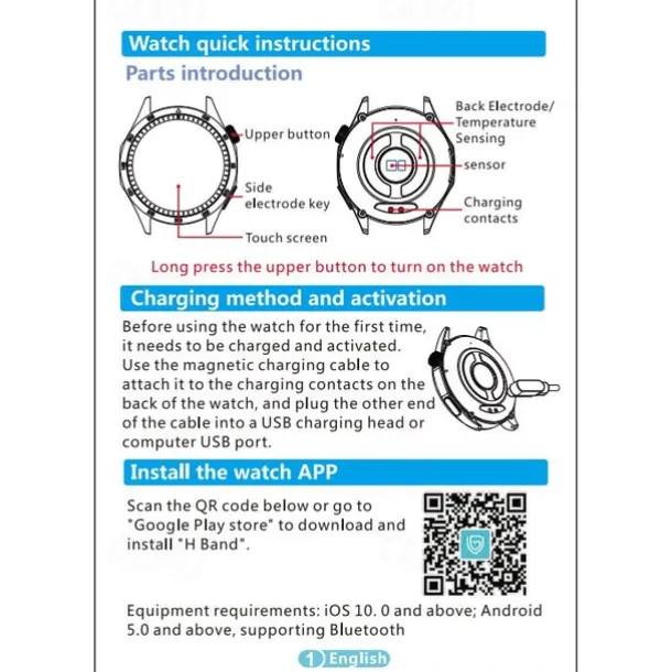 Smart Watch for Men - ECG, Blood Pressure, Body Temperature Monitoring, IP68 Waterproof Fitness Tracker