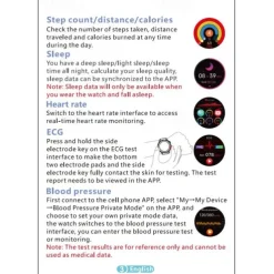 Smart Watch for Men - ECG, Blood Pressure, Body Temperature Monitoring, IP68 Waterproof Fitness Tracker