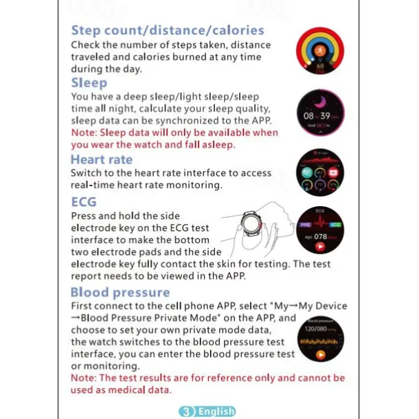 Smart Watch for Men - ECG, Blood Pressure, Body Temperature Monitoring, IP68 Waterproof Fitness Tracker