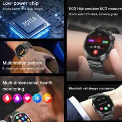 Smart Watch for Men - ECG, Blood Pressure, Body Temperature Monitoring, IP68 Waterproof Fitness Tracker