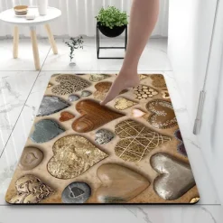 Smooth Stone Diatomaceous Earth Bath Mat Non-slip Super Absorbent Bathroom Rug Door Mat New Design