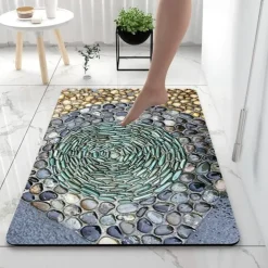 Smooth Stone Diatomaceous Earth Bath Mat Non-slip Super Absorbent Bathroom Rug Door Mat New Design