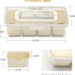 Snackle Box Container Divided Serving Tray with Lid, Portable Snack Platters Organizer, Charcuterie Container with 8 Compartments Food Storage Containers, Keep Your Candy, Chips Fresh.