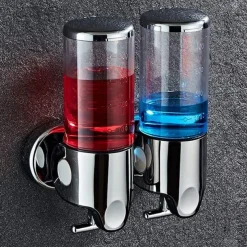 Soap Dispenser Wall Mounted Bathroom Shower Pump Dispenser for Shower Gel Shampoo Soap White (2*500ml)